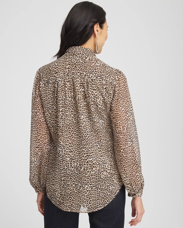 Leopard Print Bow Blouse - image 3